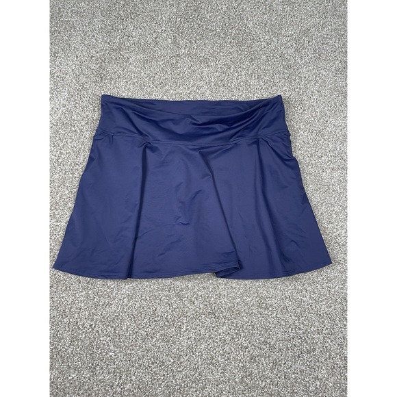 LANDS END‎ TUMMY CONTROL SWIM SKORT Bottom Blue Sz L (14-16) Modest Shorts Under - Picture 1 of 8
